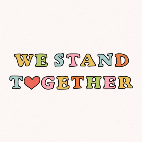 we stand together and the words together have hearts