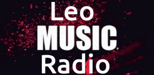leo music radio logo on a black background