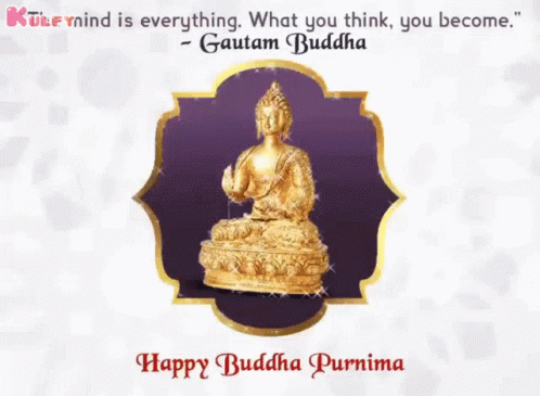 a poster with buddha on it's white card