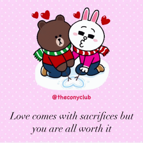 two small bears in sweaters one is hugging the other with hearts