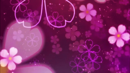 a bright purple wallpaper with a bunch of flowers