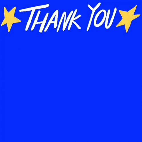 a red poster with a blue sign that says thank you