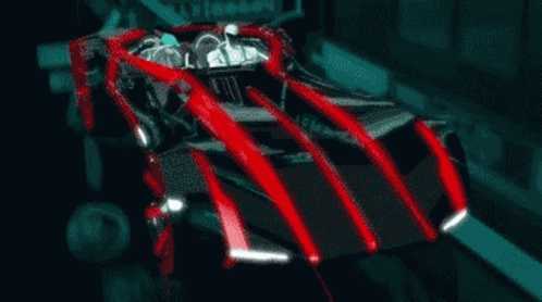 a computer image of a car with blue strips on it