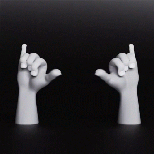 two white hand that have both written in different gestures