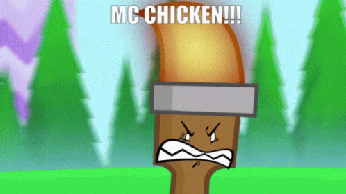 a cartoon character with the words mr chickken