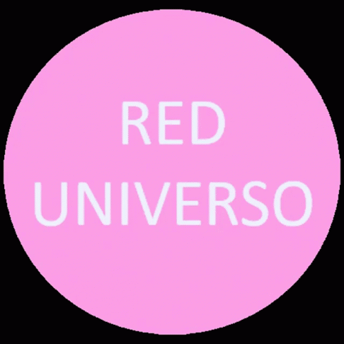 a round logo featuring red universo