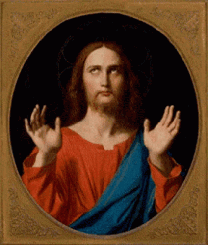 the image of jesus holding up his hands