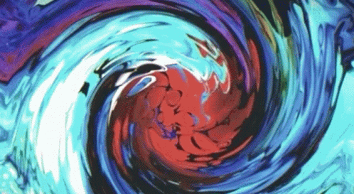 a spiral painting made with paints and brushes