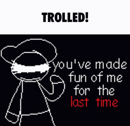 an illustration of a pixel screen with a funny caption for troll trolls