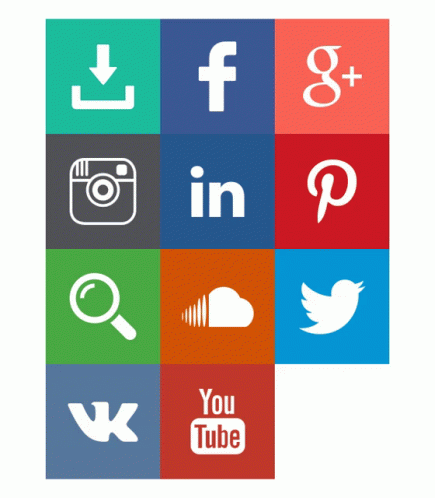 social logos in four squares that say, social and'what's the story? '