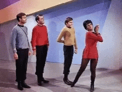 the original star trek crew, from left to right, from left, dr spock, john kirken, spock, spock, spock, spock, and spock