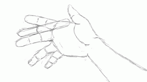 a drawing of a hand holding soing in its palm