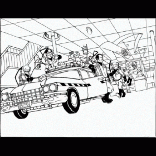 an outlined police scene with the car and its crew