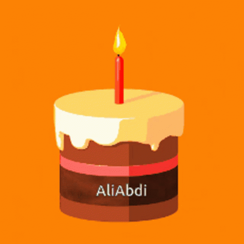 an animated image of a birthday cake with the word allaudi on it
