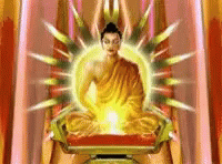 a digital image of the buddha on top of a chair