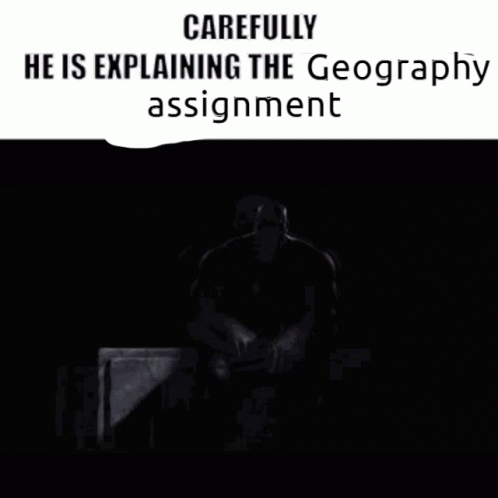 an image of a person on stage with the text carefully he is explaining the geographicalty