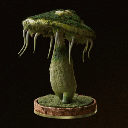 an unusual green mushroom with strange spikes on the top