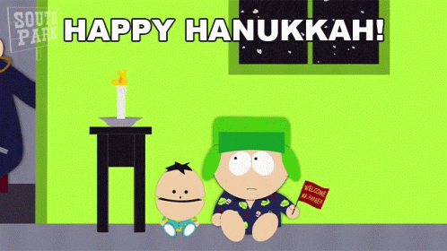 a drawing with the words happy hanukkah on it