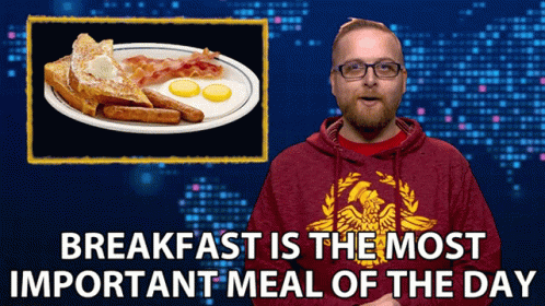 the image with the words breakfast is the most important meal of the day