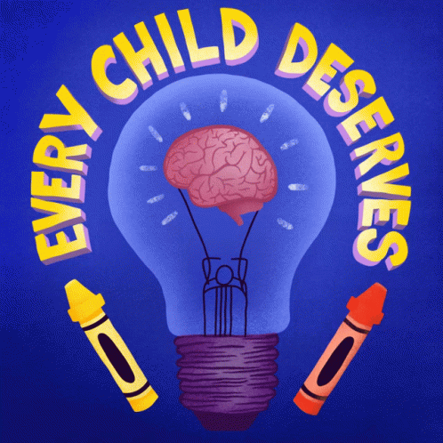 a drawing with a lightbulb on top of it and the words every child deserves's inside it