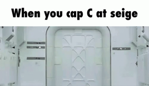 a door with text saying when you cap c at sege