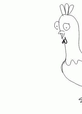 cartoon picture with funny bird in black and white