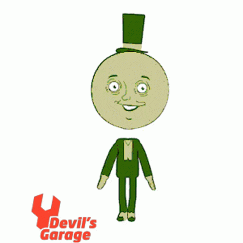 a cartoon of a green man wearing a top hat and tie