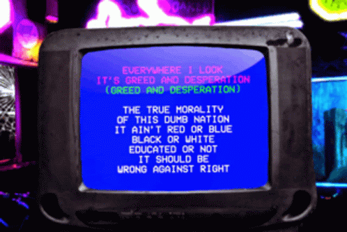 a television screen with a red message on it