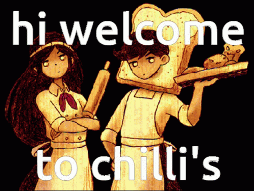 a black and blue poster with the words welcome to chilli's