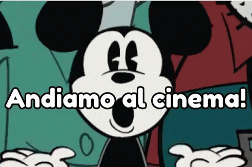 a cartoon character with spanish text that says andama al cinema