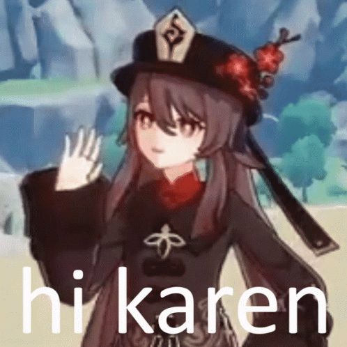 an anime is holding her hat and waving at the camera