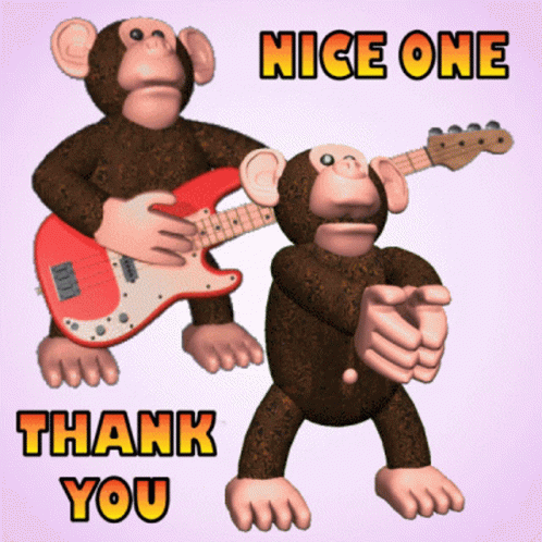 two monkeys with their guitars, one of which is holding an electric guitar