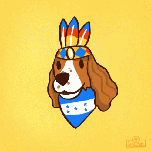 a blue dog wearing an american flag bandana