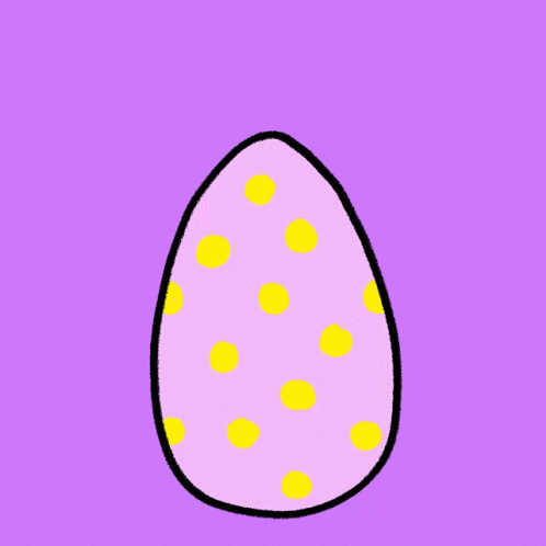 a large pink egg with blue polka dot dots on it