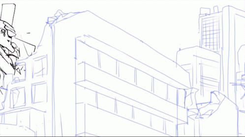 the drawing shows a tall building with an eye on it