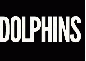 the word dolphins is shown on a black background