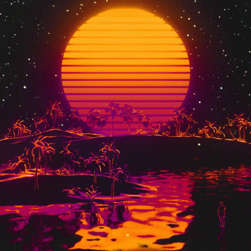 an illustration of a futuristic background with a sun