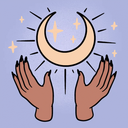 hands are holding a crescent and stars in the sky