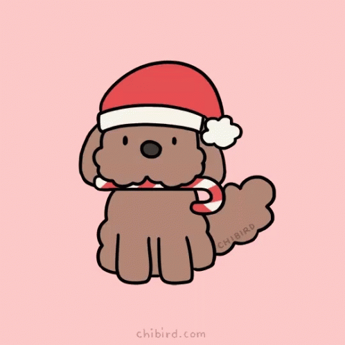 a drawing of a dog wearing a santa hat