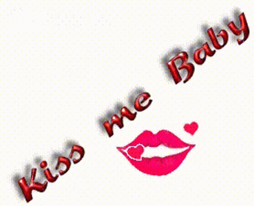 purple lips with text that reads kiss me baby
