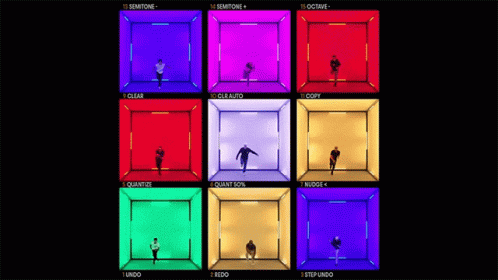 this square frame shows the six square - shaped people with umbrellas, in which various colors are arranged