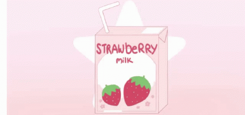 a box of strawberry milk sitting on top of a counter
