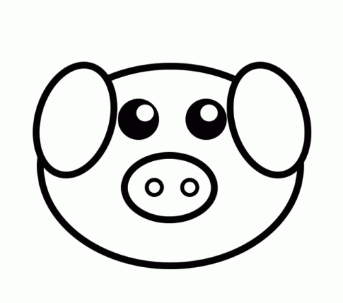 a pig's head that has been drawn into an outline