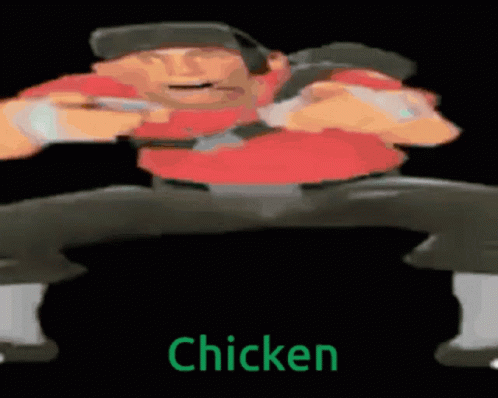 chicken is jumping from his pants to the floor