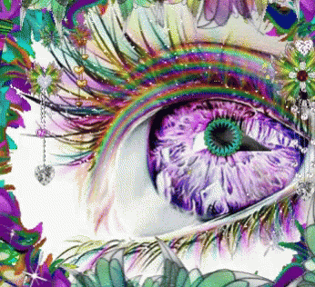 a close up of an eye with flowery design