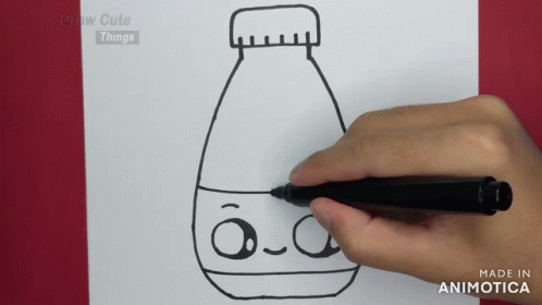 a drawing of a bottle is on a white sheet