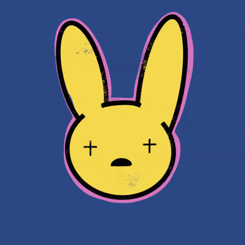 a blue bunny with a face with an angry look