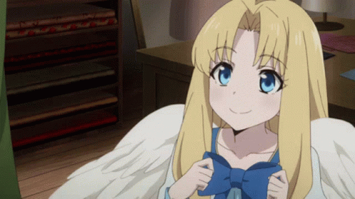 a anime scene with a woman dressed as an angel