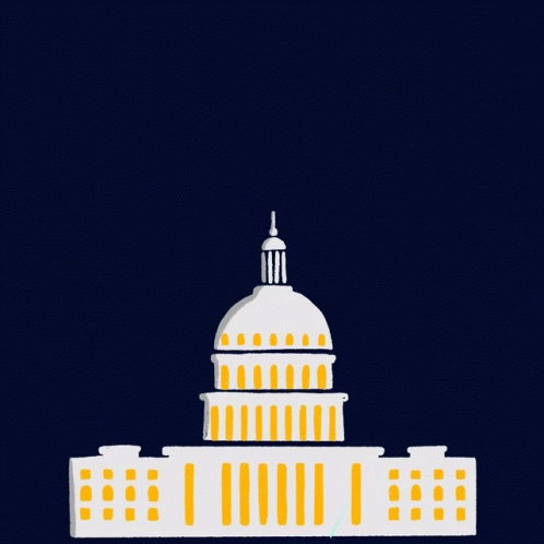 a painting of the capitol building in blue and white