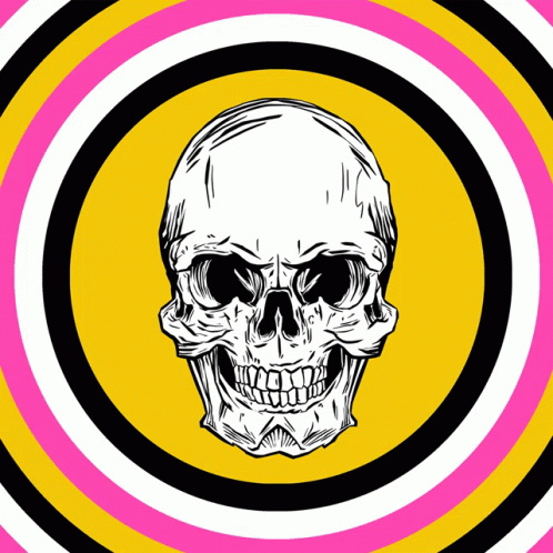 an image of a skull in front of a circular